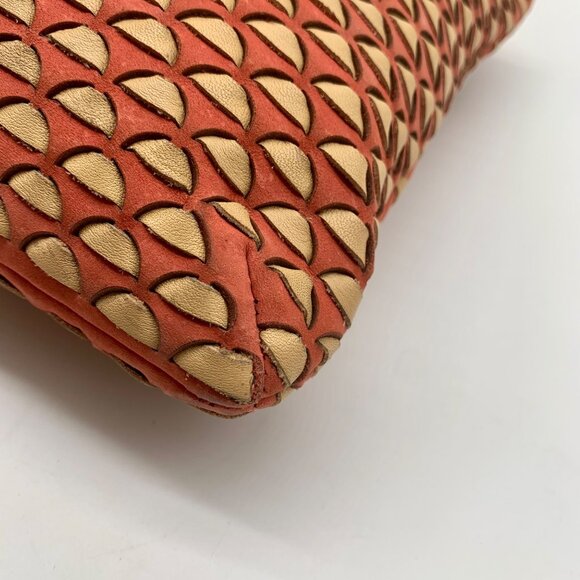 Pour La Victoire Coral & Tan Woven Leather Crossbody Bag - Picture 6 of 12